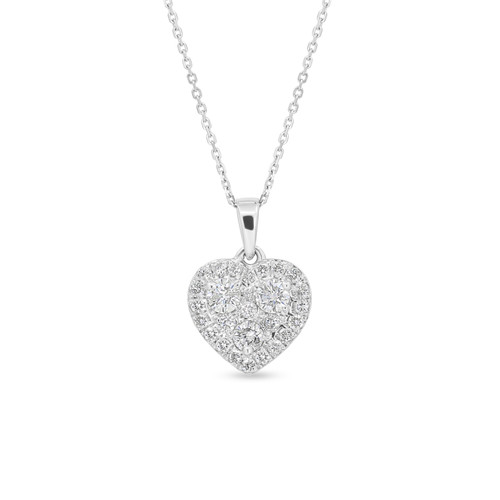 9ct White Gold 0.59ct Diamond Heart Necklace