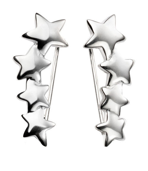 Sterling Silver Star Climber Earrings
