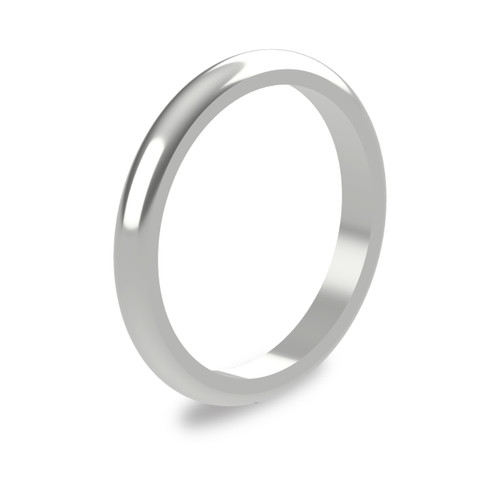 Platinum 2.5mm D Shape Wedding Band Light Weight Portrait