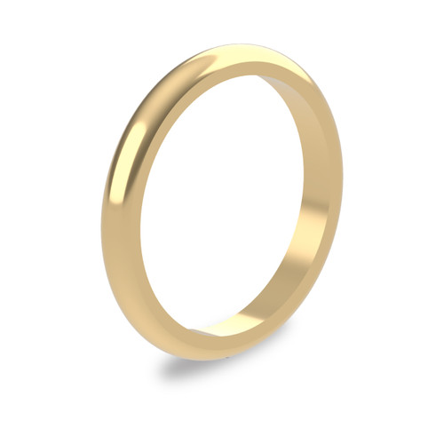 9ct Yellow Gold 2.5mm D Shape Wedding Band Light Weight Portrait