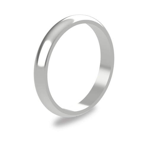 Platinum 3mm D Shape Wedding Band Light Weight Portrait