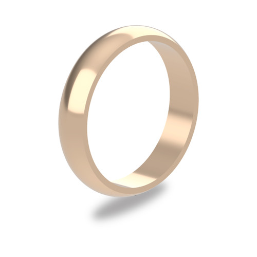 9ct Rose Gold 4mm D Shape Wedding Band Light Weight Portrait