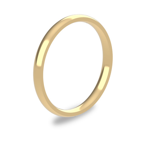 9ct Yellow Gold 2mm Court Wedding Band Light Weight Portrait