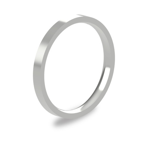 Platinum 2mm Flat Court Wedding Band Light Weight Portrait