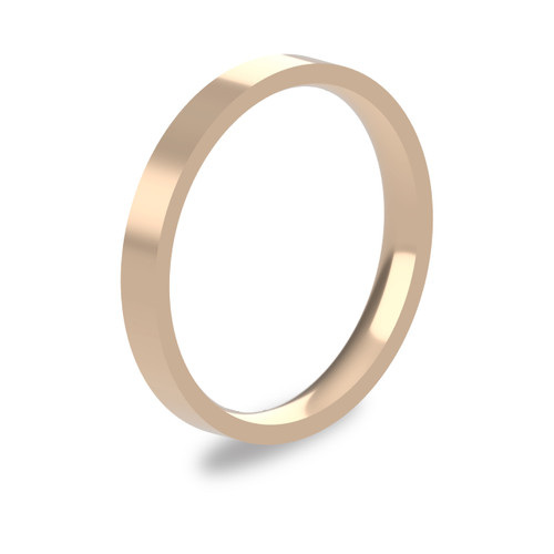 9ct Rose Gold 2.5mm Flat Court Wedding Band Light Weight Portrait