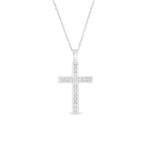 18ct White Gold 0.50ct Brilliant Cut Channel Set Cross Necklace