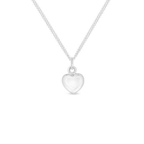 Sterling Silver 12mm Solid Puffed Heart Necklace