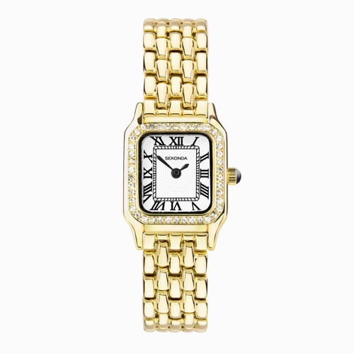 Sekonda Stainless Steel Gold Plated Monica Watch with Stones 40642