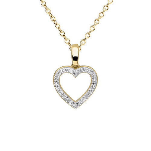 Sterling Silver Gold Plated Zirconia Heart Pendant Necklace