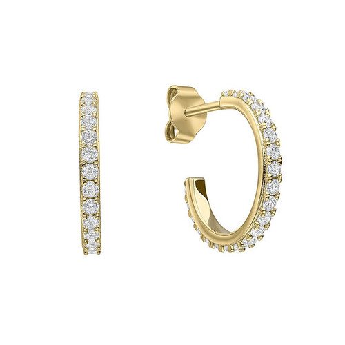 Sterling Silver Gold Plated Zircon 3/4 Hoop Earring