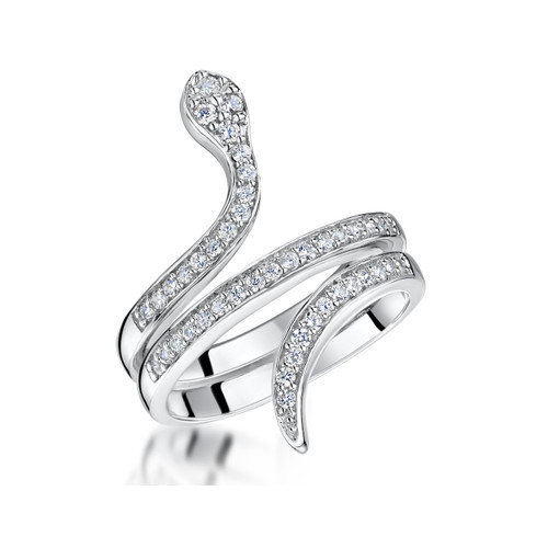 Sterling Silver Cubic Zirconia Snake Ring