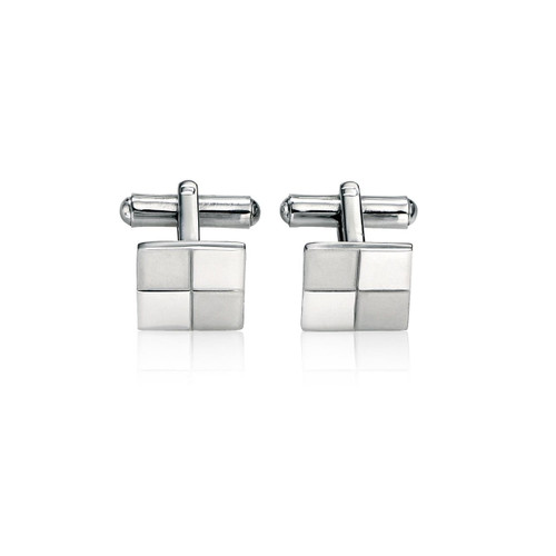 Fred Bennett Stainless Steel Square Brushed and Polished Cufflinks