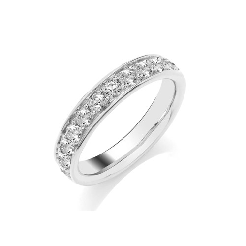 9ct White Gold Brilliant Cut Diamond Pave Set Half Eternity Ring