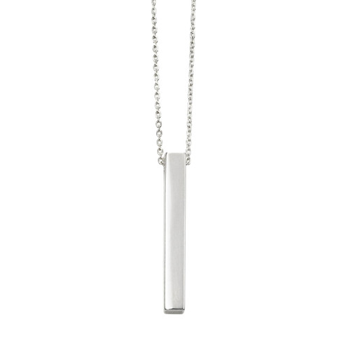 Sterling Silver Rectangular Bar Drop Necklace
