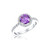 Sterling Silver Round Amethyst Cubic Zirconia Halo Ring