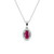 18ct White Gold Oval 0.53ct Ruby and 0.10ct Brilliant  Diamond Necklace