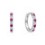 Sterling Silver Zirconia Red and White Huggie Earrings