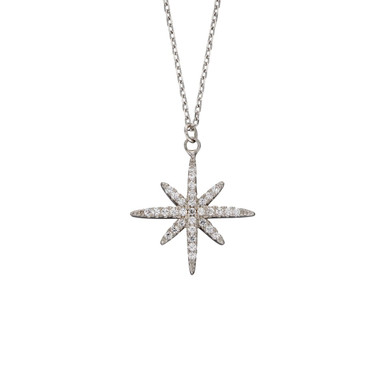 North Star Womens 1/2 Ct. T.W. Cubic Zirconia Sterling Silver Dog Tag Star Pendant Necklace