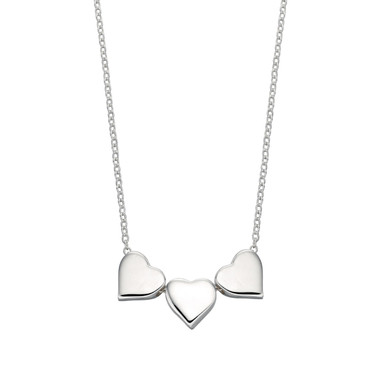 Sterling Silver 3 Heart Necklace