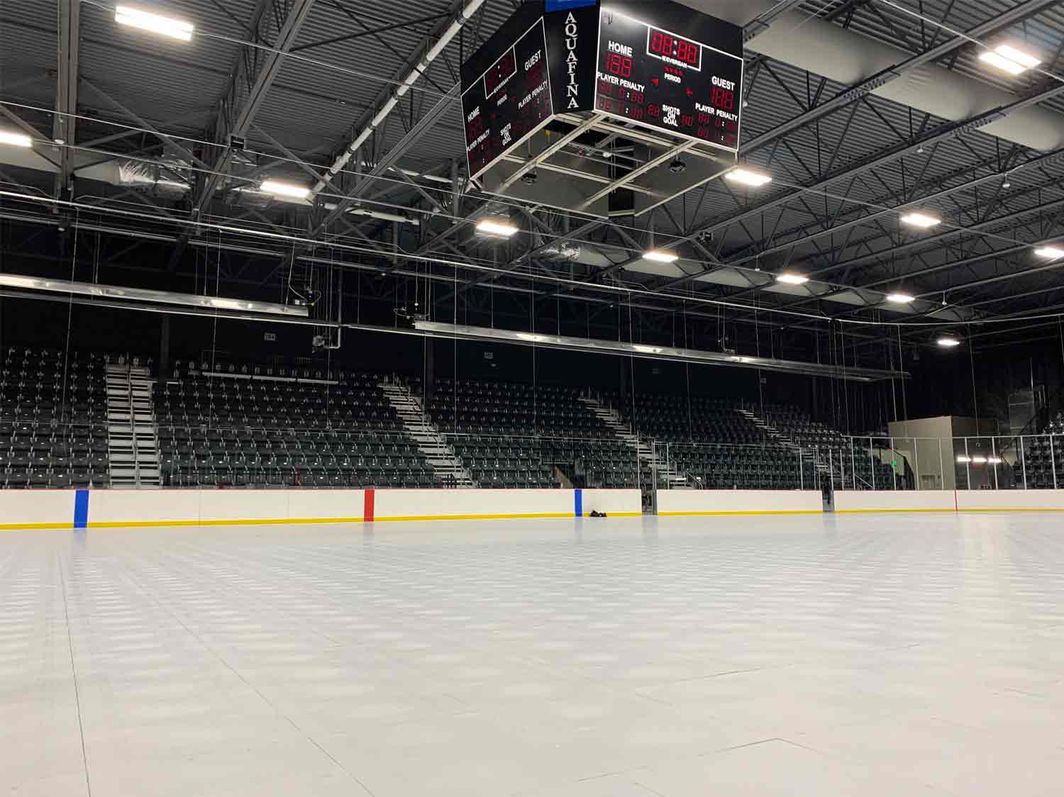 Protect the ice rink when installing a stage by using EverBlock Flooring