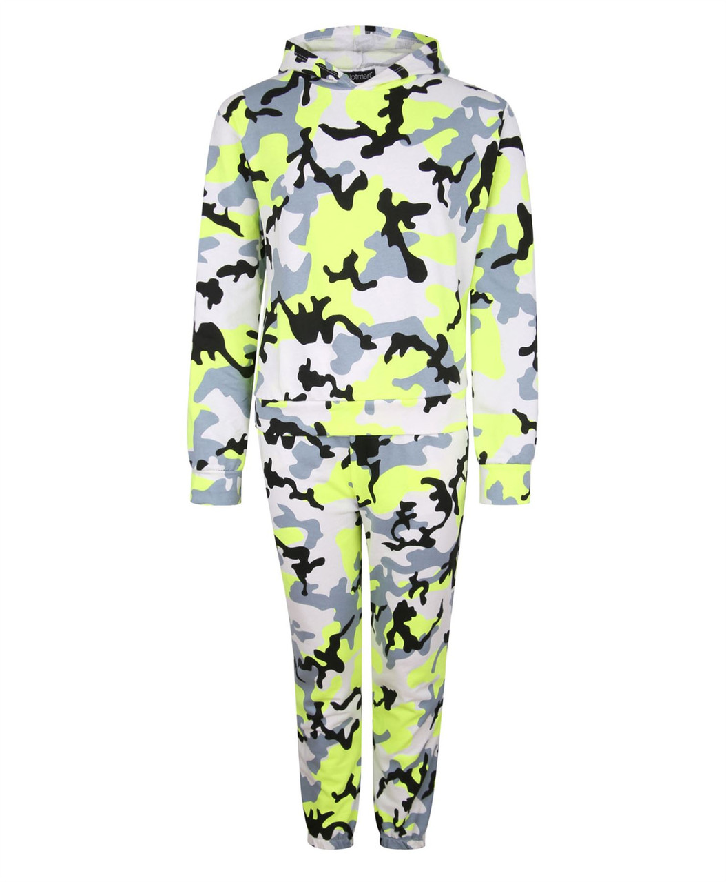 Kids Neon Camo Tracksuit Active in Pink and Yellow