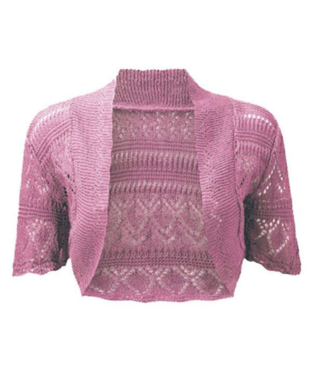 Crochet Knitted Bolero Shrug In Pink 