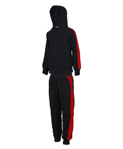 Kids Pullover Tracksuit in Black-Red, Charcoal-White and Grey-Black