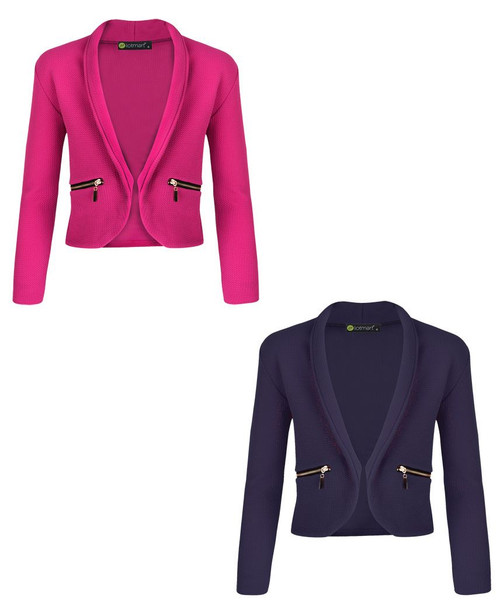 Girls Zip Pocket Jacket Bundle Pack of 2 in Navy and Cerise