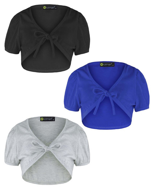 Girls Bolero Pack of 3 Bundle in Black, Blue and Grey Marl