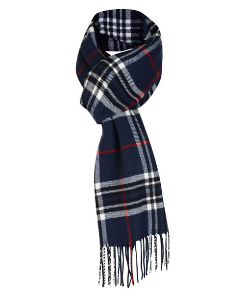 Unisex Tartan Print Scarf in Navy