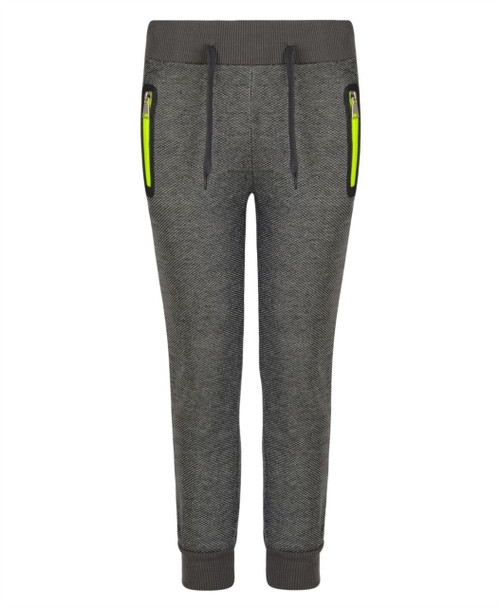 Kids Neon Zip Tracksuit Bottoms in Navy, Charcoal and Black