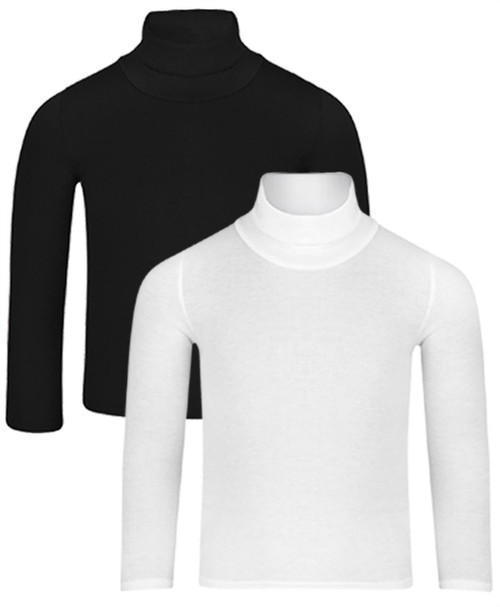 Kids Turtleneck Top Bundle (pack of 2) in Black-White, Black-Red and White-Red
