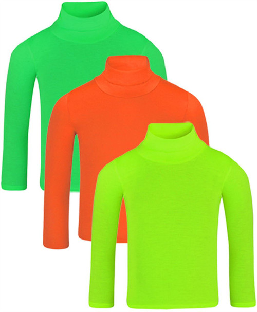 Kids Top Bundle (pack of 3) in Green-Orange-Neon-Yellow and Mocha-Red-Brown