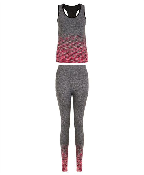 Ladies Vest and Leggings Set in Black, Neon Yellow, Blue and Red