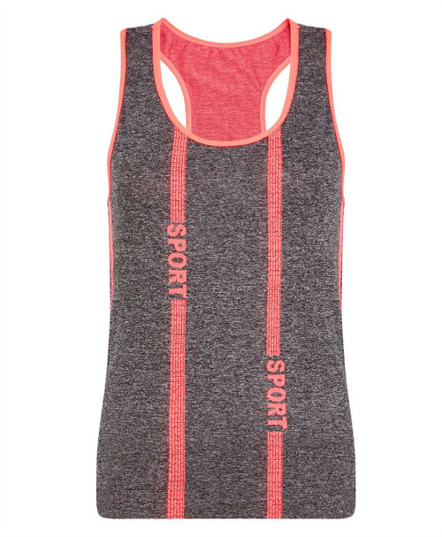 Ladies Tank Vest Top in Neon Coral, Mint and Neon Yellow