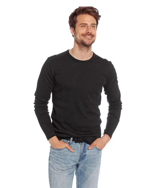 Mens Basic Long Sleeve Top in Black and White