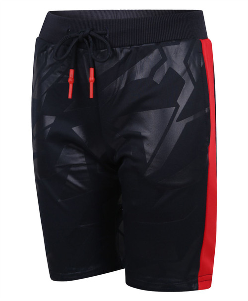 Kids Wet Print Shorts Red Side Insert in Navy and Black
