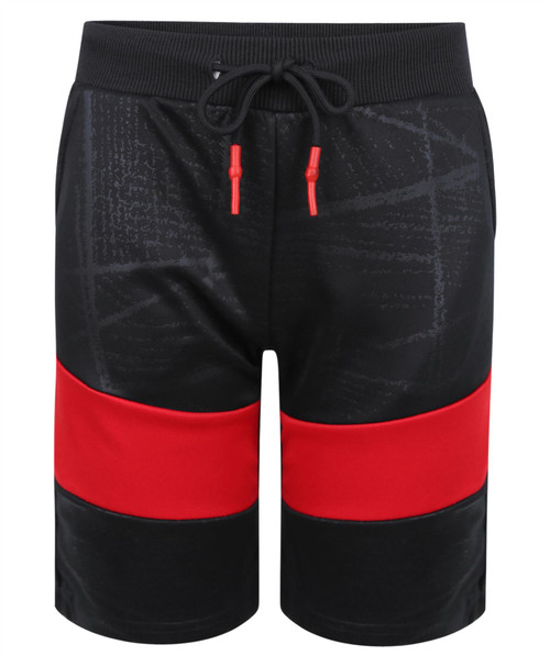 Kids Wet Print Shorts Red Front Insert in Navy and Black