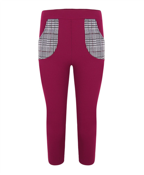 Girls Houndstooth Print Detail Trousers in Black, Navy, Peach and Burgundy