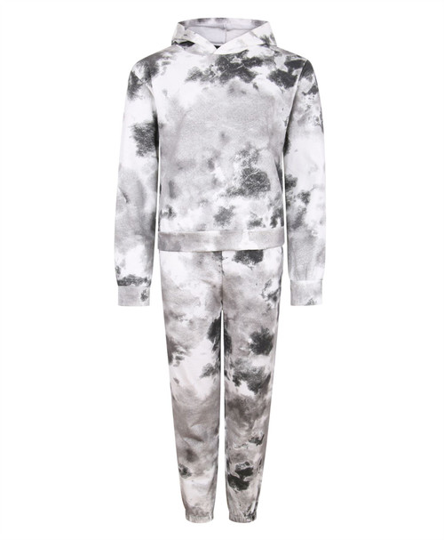 Kids Tie Dye Tracksuit in Black-Grey, Purple-Turquoise and Pink-Turquoise