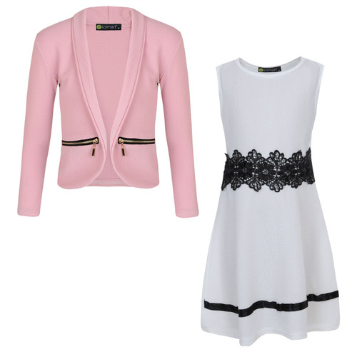 Lace Waist Dress Bundle with Zip Pocket Blazer in Various Colours