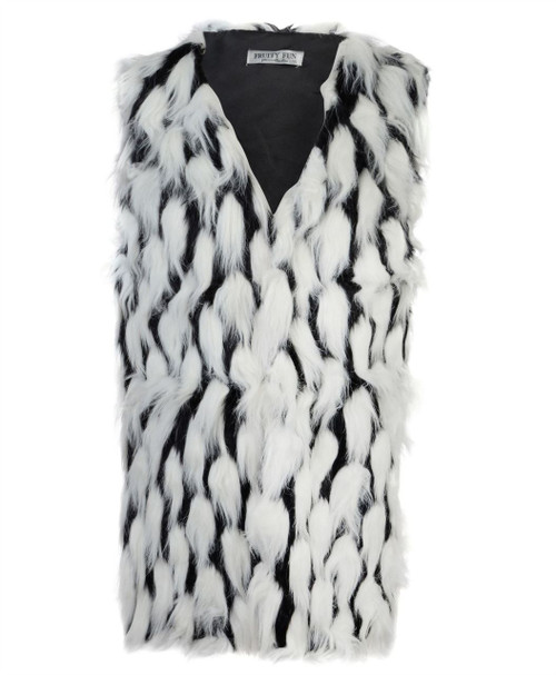 Ladies Faux Fur Gilet in Black-Cream