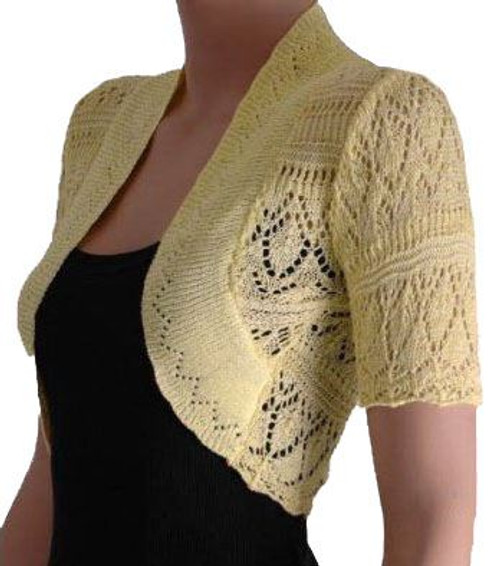 Crochet Knitted Bolero Shrug In Lilac, Yellow, Cream & White