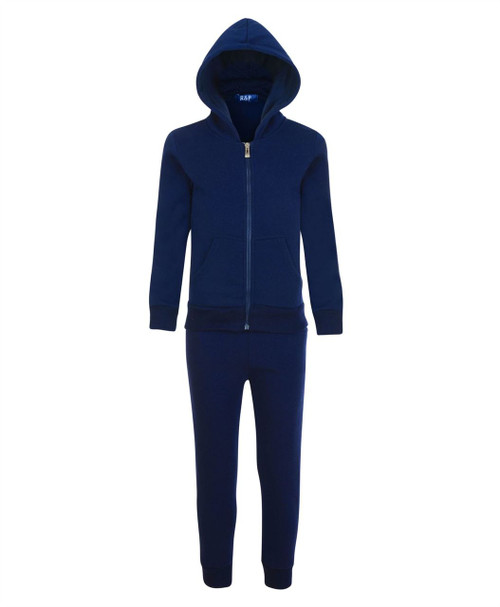 Kids Plain 2-Piece Tracksuit Black Charcoal Grey Marl Navy