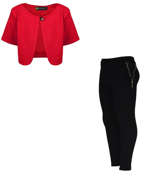 Girls Bolero Bundle with Style 2 Leggings in Red and Black