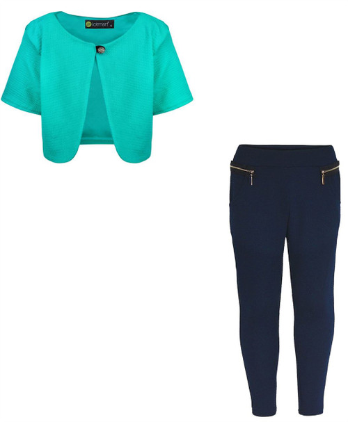 Girls Bolero Bundle with Style 1 Leggings in Mint and Navy