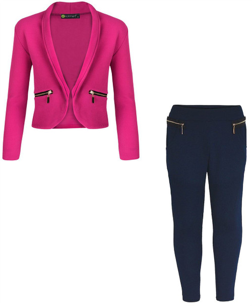 Girls Jacket Bundle with Style 1 Leggings in Cerise and Navy
