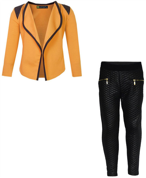 Girls Blazer Bundle with Style 3 Leggings in Mustard and Black