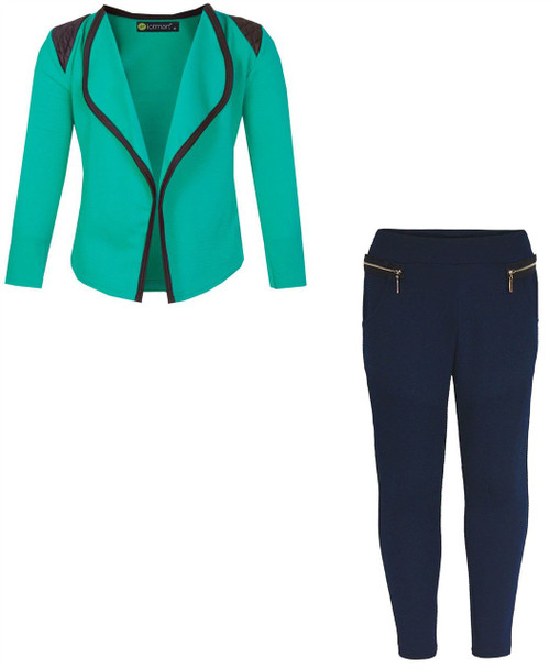Girls Blazer Bundle with Style 1 Leggings in Mint and Navy