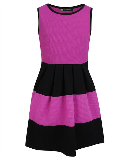 Girls Sleeveless Skater Dress in Violet, Coral and Peach
